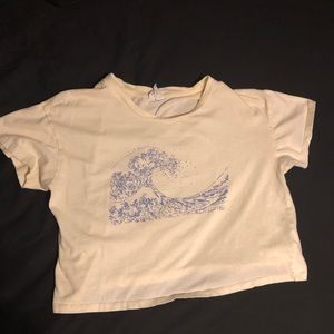 Yellow cropped graphic t-shirt